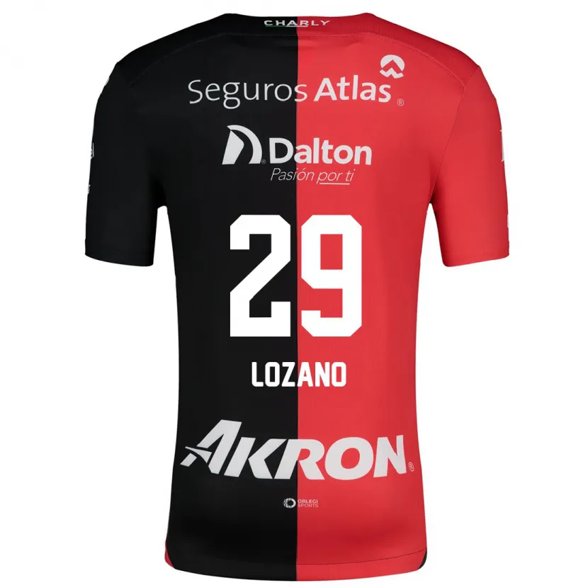 Danxen Mujer Camiseta Brian Lozano #29 Negro Rojo 1ª Equipación 2024/25 La Camisa México