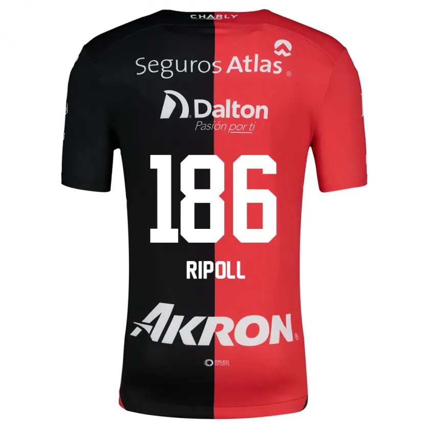 Danxen Mujer Camiseta Alonso Ripoll #186 Negro Rojo 1ª Equipación 2024/25 La Camisa México