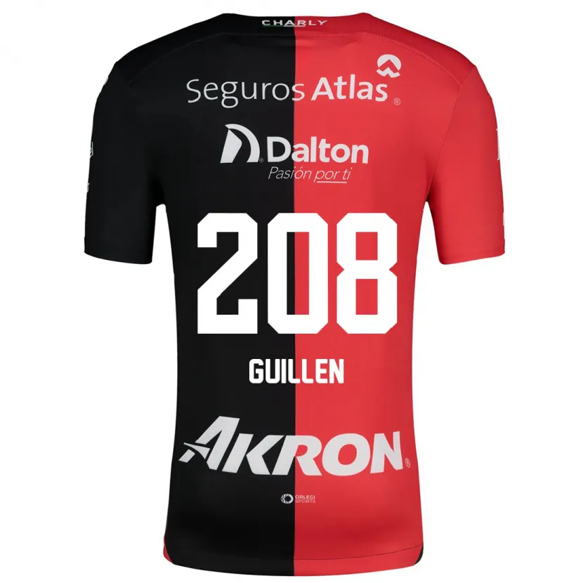 Danxen Mujer Camiseta Jesús Guillén #208 Negro Rojo 1ª Equipación 2024/25 La Camisa México