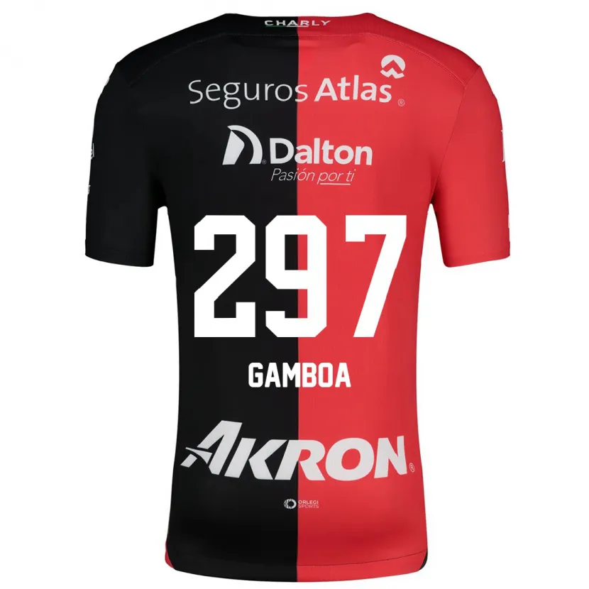 Danxen Mujer Camiseta Luis Gamboa #297 Negro Rojo 1ª Equipación 2024/25 La Camisa México