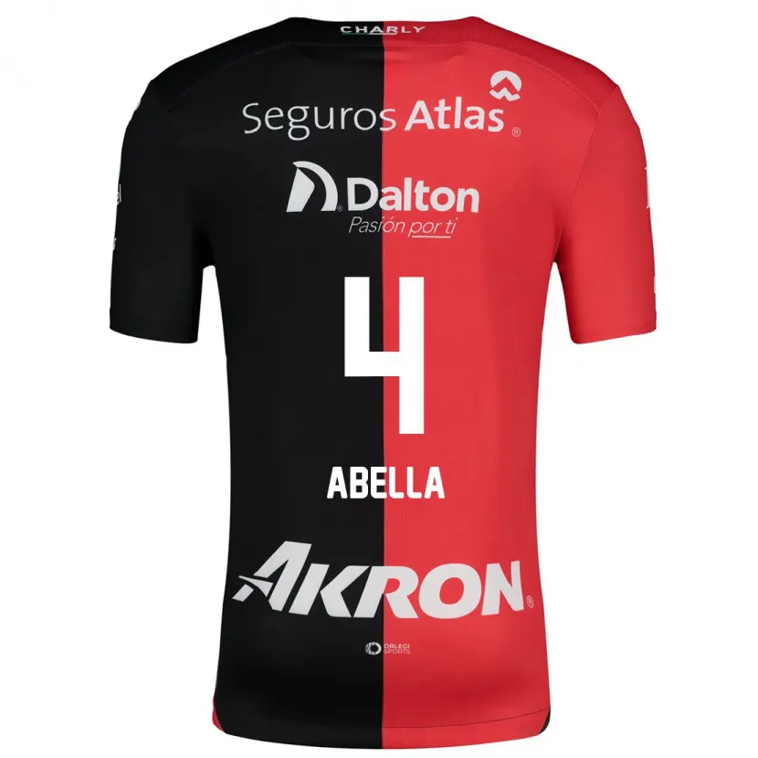 Danxen Mujer Camiseta José Abella #4 Negro Rojo 1ª Equipación 2024/25 La Camisa México