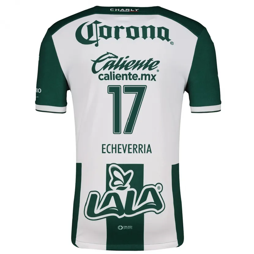 Danxen Mujer Camiseta Emmanuel Echeverría #17 Verde Blanco 1ª Equipación 2024/25 La Camisa México