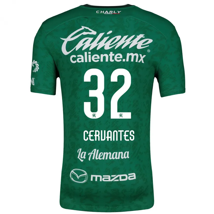 Danxen Mujer Camiseta Luis Cervantes #32 Verde Blanco 1ª Equipación 2024/25 La Camisa México