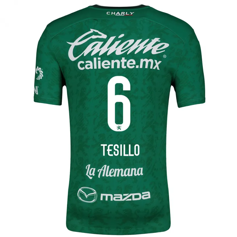 Danxen Mujer Camiseta William Tesillo #6 Verde Blanco 1ª Equipación 2024/25 La Camisa México