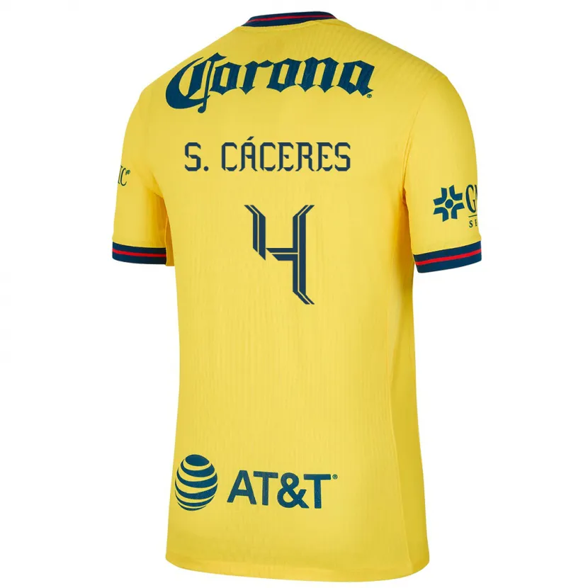 Danxen Mujer Camiseta Sebastián Cáceres #4 Amarillo Azul 1ª Equipación 2024/25 La Camisa México