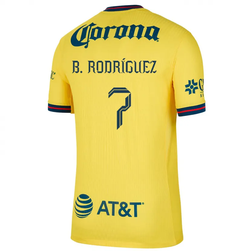 Danxen Mujer Camiseta Brian Rodríguez #7 Amarillo Azul 1ª Equipación 2024/25 La Camisa México