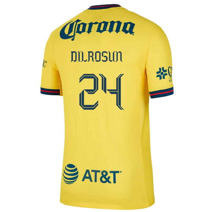 Danxen Mujer Camiseta Javairô Dilrosun #24 Amarillo Azul 1ª Equipación 2024/25 La Camisa México