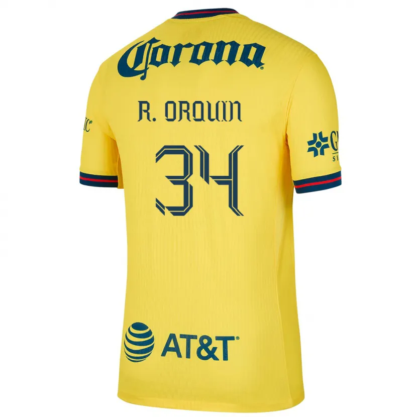 Danxen Mujer Camiseta Ralph Orquin #34 Amarillo Azul 1ª Equipación 2024/25 La Camisa México