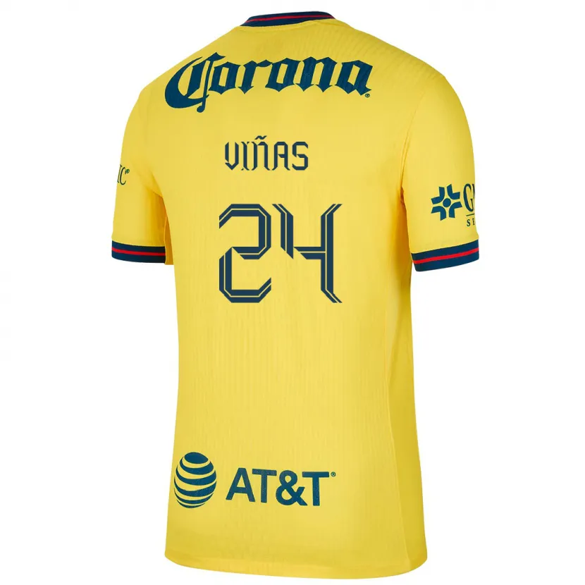Danxen Mujer Camiseta Federico Viñas #24 Amarillo Azul 1ª Equipación 2024/25 La Camisa México