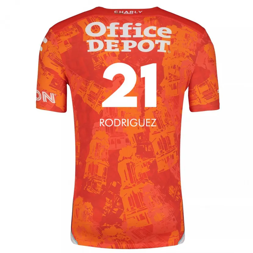 Danxen Mujer Camiseta Valentín Rodríguez #21 Naranja Blanco 2ª Equipación 2024/25 La Camisa México