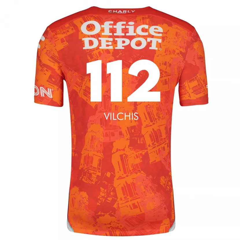 Danxen Mujer Camiseta Leonardo Vílchis #112 Naranja Blanco 2ª Equipación 2024/25 La Camisa México