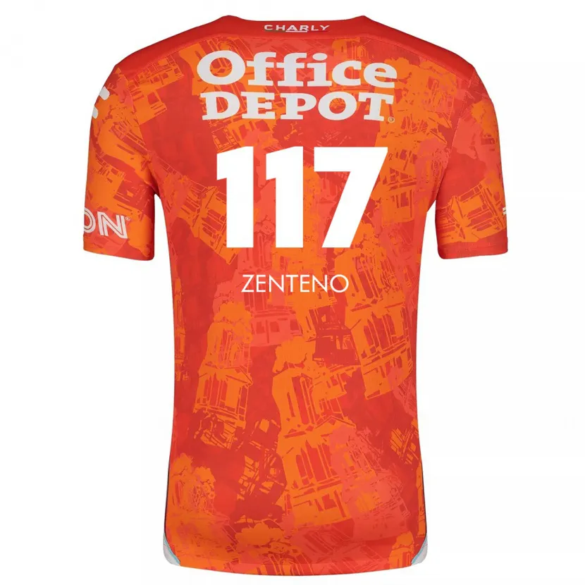 Danxen Mujer Camiseta Gustavo Zenteno #117 Naranja Blanco 2ª Equipación 2024/25 La Camisa México