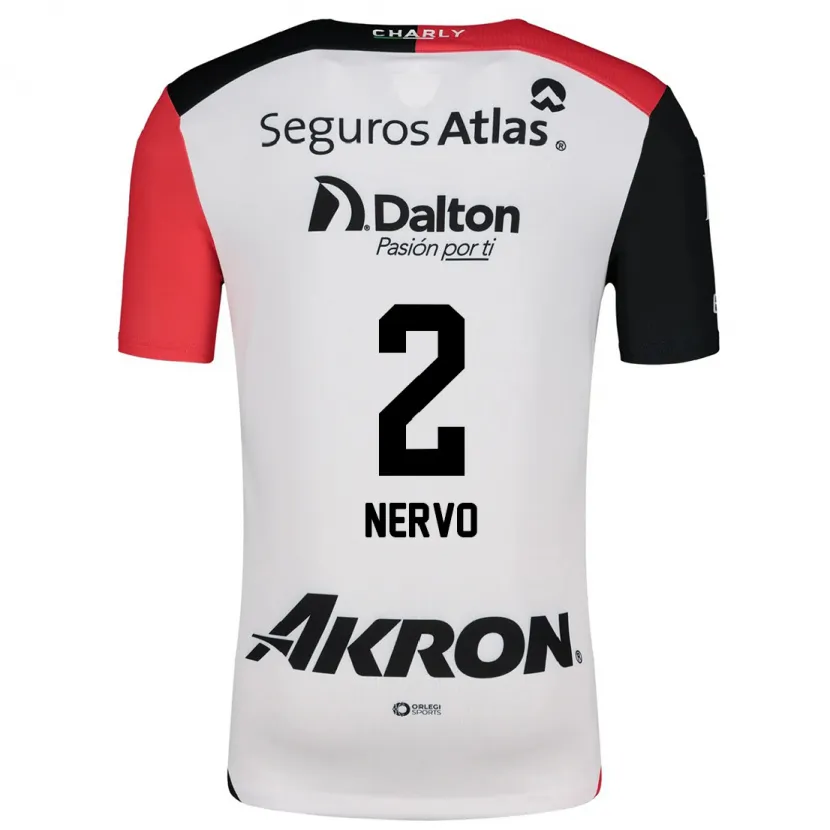 Danxen Mujer Camiseta Hugo Nervo #2 Blanco Rojo Negro 2ª Equipación 2024/25 La Camisa México