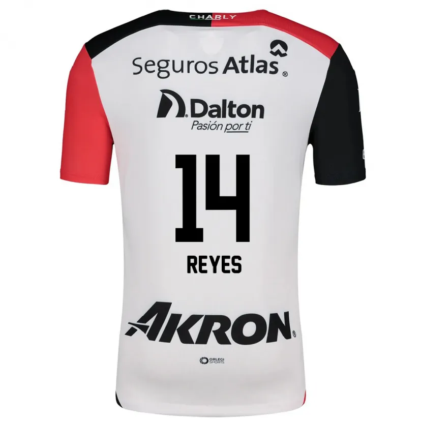 Danxen Mujer Camiseta Luis Reyes #14 Blanco Rojo Negro 2ª Equipación 2024/25 La Camisa México