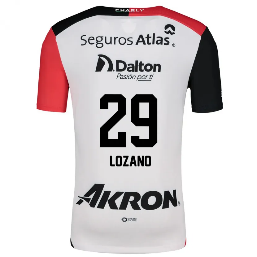 Danxen Mujer Camiseta Brian Lozano #29 Blanco Rojo Negro 2ª Equipación 2024/25 La Camisa México
