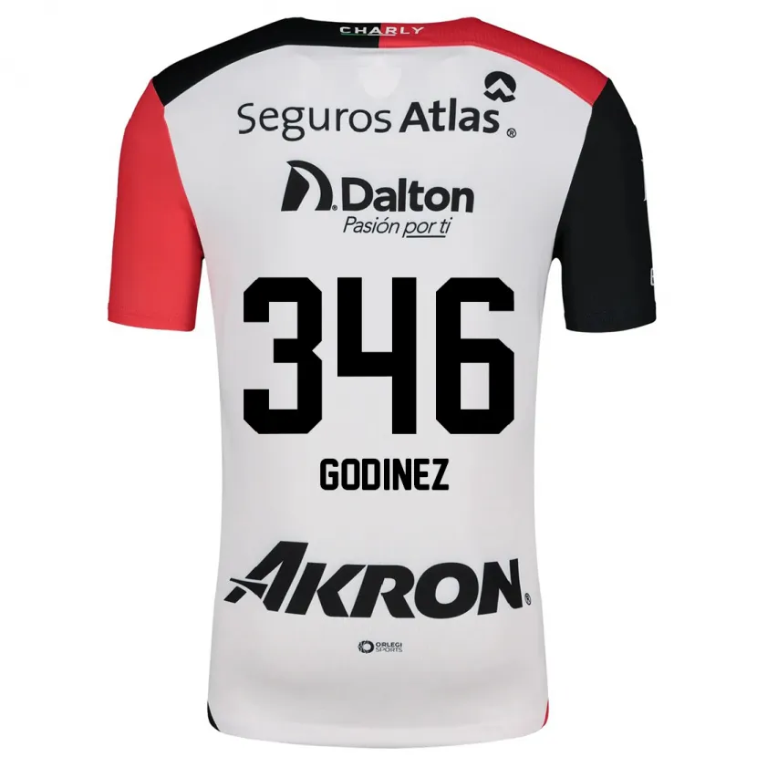 Danxen Mujer Camiseta Olmo Godínez #346 Blanco Rojo Negro 2ª Equipación 2024/25 La Camisa México
