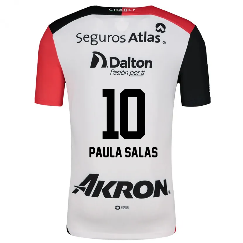 Danxen Mujer Camiseta María Paula Salas #10 Blanco Rojo Negro 2ª Equipación 2024/25 La Camisa México