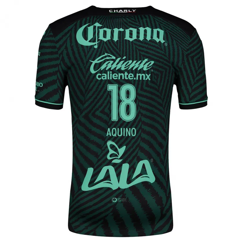 Danxen Mujer Camiseta Pedro Aquino #18 Verde Negro 2ª Equipación 2024/25 La Camisa México