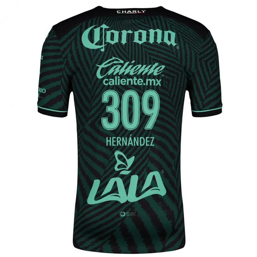 Danxen Mujer Camiseta Julio Hernández #309 Verde Negro 2ª Equipación 2024/25 La Camisa México