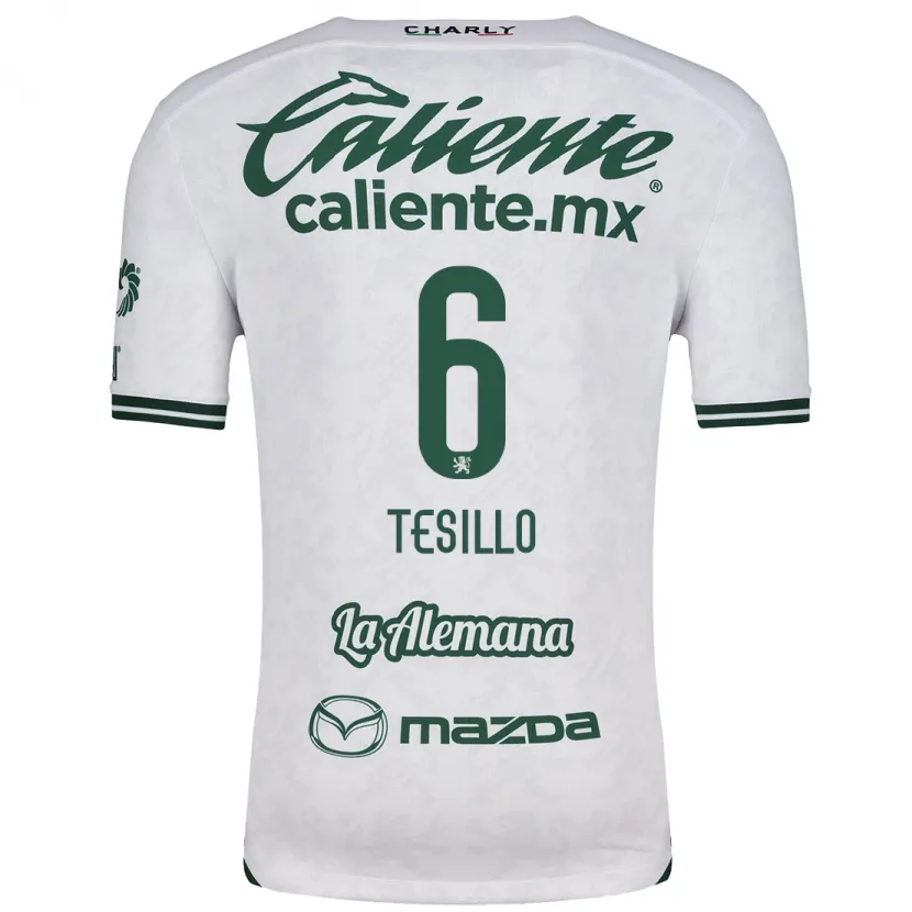 Danxen Mujer Camiseta William Tesillo #6 Blanco Verde 2ª Equipación 2024/25 La Camisa México