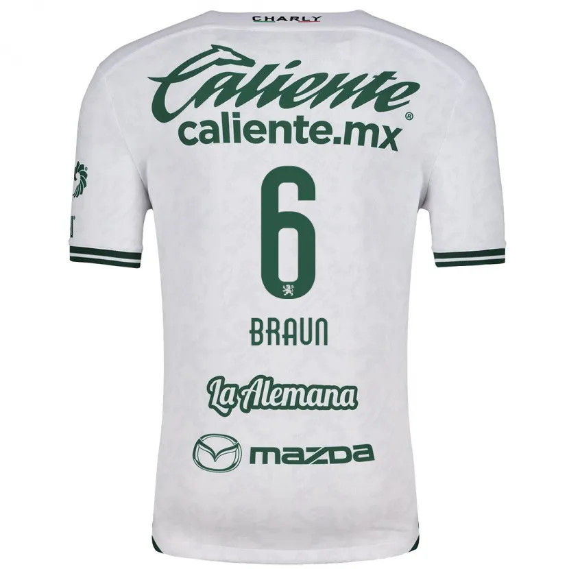 Danxen Mujer Camiseta Sophia Braun #6 Blanco Verde 2ª Equipación 2024/25 La Camisa México