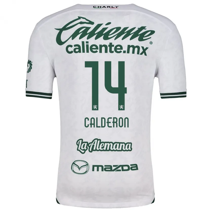 Danxen Mujer Camiseta Daniela Calderón #14 Blanco Verde 2ª Equipación 2024/25 La Camisa México