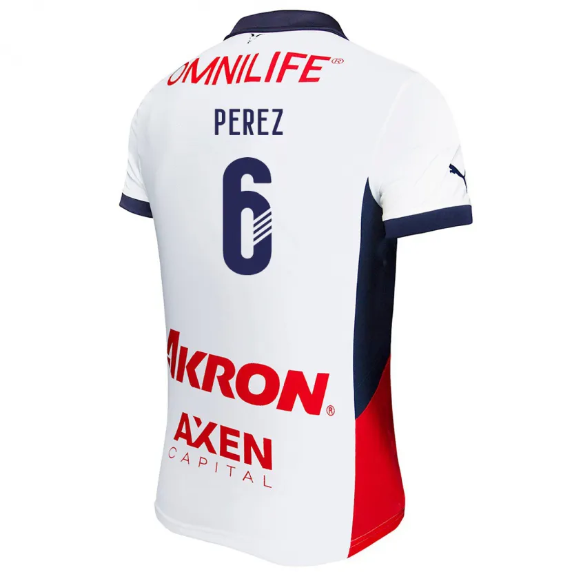 Danxen Mujer Camiseta Pável Pérez #6 Blanco Rojo Azul 2ª Equipación 2024/25 La Camisa México