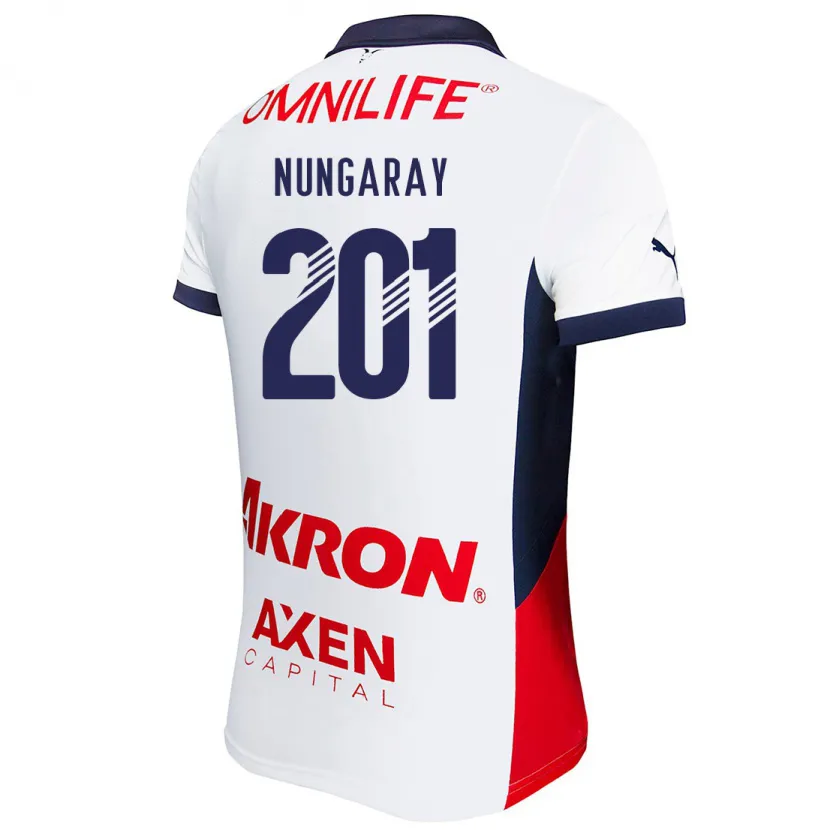 Danxen Mujer Camiseta David Nungaray #201 Blanco Rojo Azul 2ª Equipación 2024/25 La Camisa México