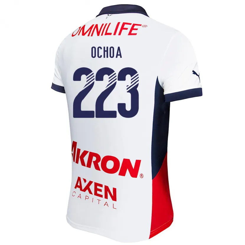 Danxen Mujer Camiseta Diego Ochoa #223 Blanco Rojo Azul 2ª Equipación 2024/25 La Camisa México