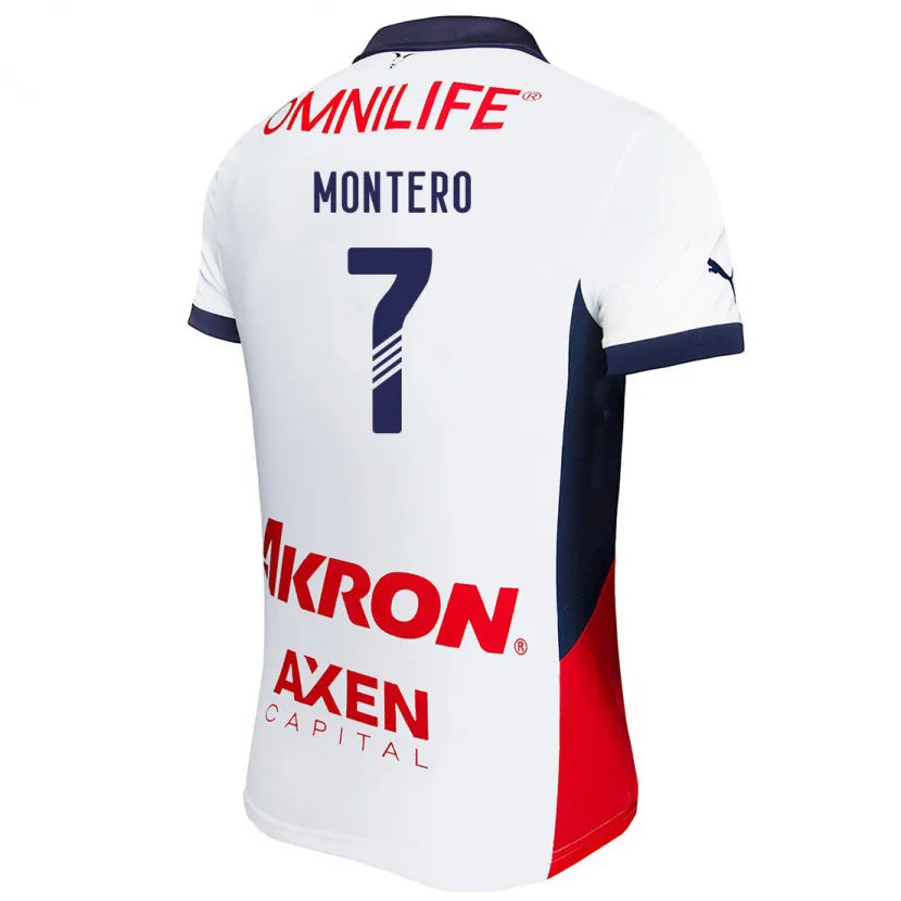 Danxen Mujer Camiseta Casandra Montero #7 Blanco Rojo Azul 2ª Equipación 2024/25 La Camisa México