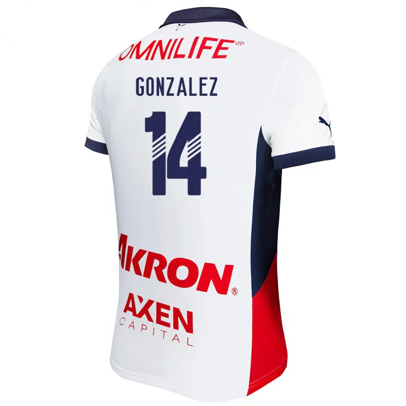 Danxen Mujer Camiseta Ivonne González #14 Blanco Rojo Azul 2ª Equipación 2024/25 La Camisa México