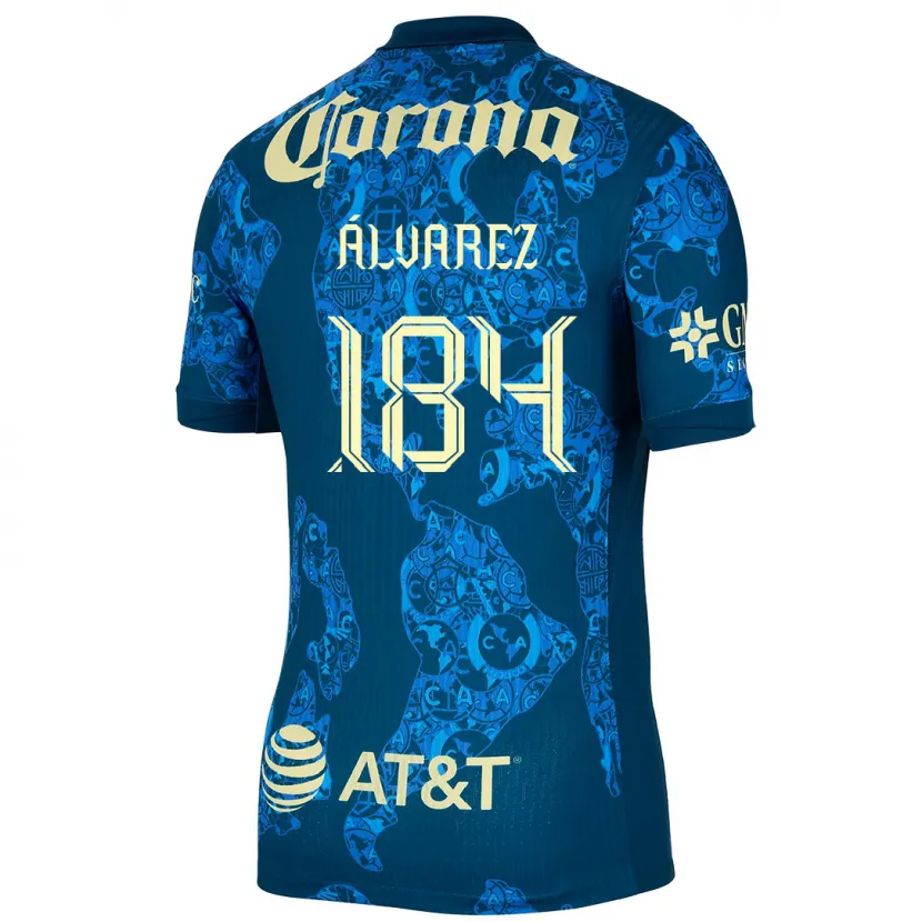 Danxen Mujer Camiseta Antonio Álvarez #184 Azul Amarillo 2ª Equipación 2024/25 La Camisa México