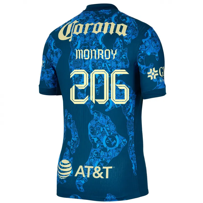 Danxen Mujer Camiseta Diego Monroy #206 Azul Amarillo 2ª Equipación 2024/25 La Camisa México