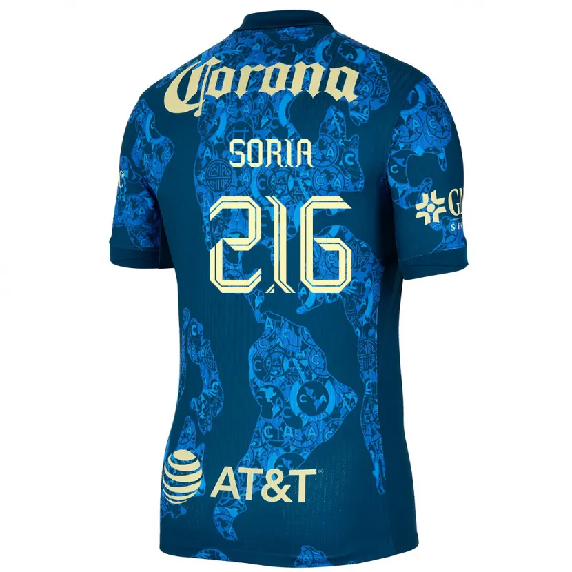 Danxen Mujer Camiseta Emiliano Soria #216 Azul Amarillo 2ª Equipación 2024/25 La Camisa México