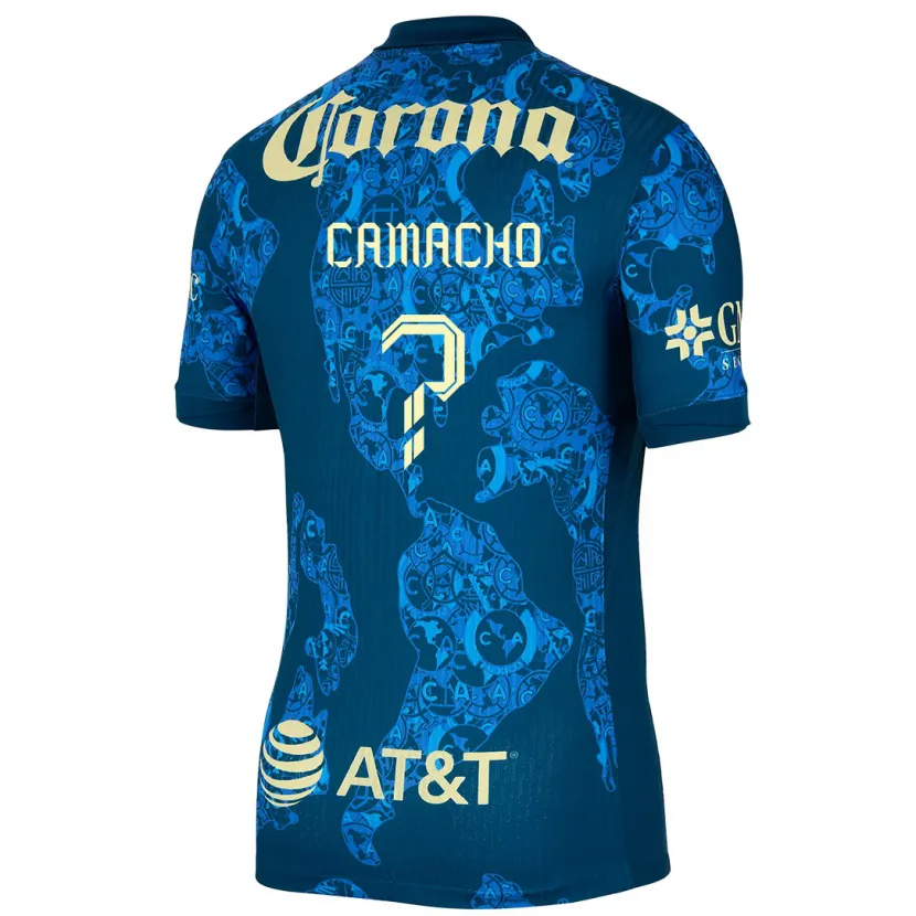 Danxen Mujer Camiseta Jorge Camacho #0 Azul Amarillo 2ª Equipación 2024/25 La Camisa México