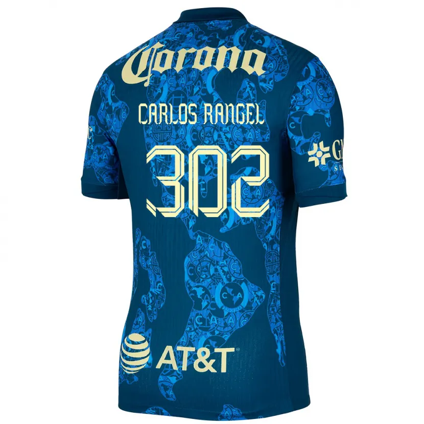 Danxen Mujer Camiseta Juan Carlos Rangel #302 Azul Amarillo 2ª Equipación 2024/25 La Camisa México