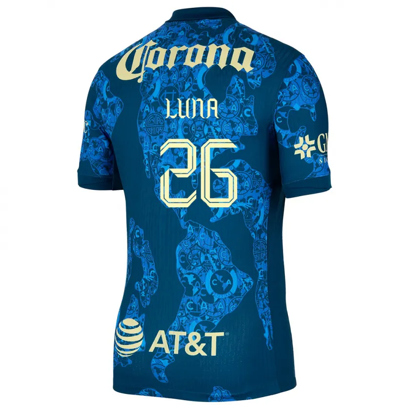 Danxen Mujer Camiseta Karen Luna #26 Azul Amarillo 2ª Equipación 2024/25 La Camisa México