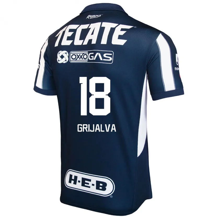 Danxen Niño Camiseta Áxel Grijalva #18 Azul Rojo Blanco 1ª Equipación 2024/25 La Camisa México