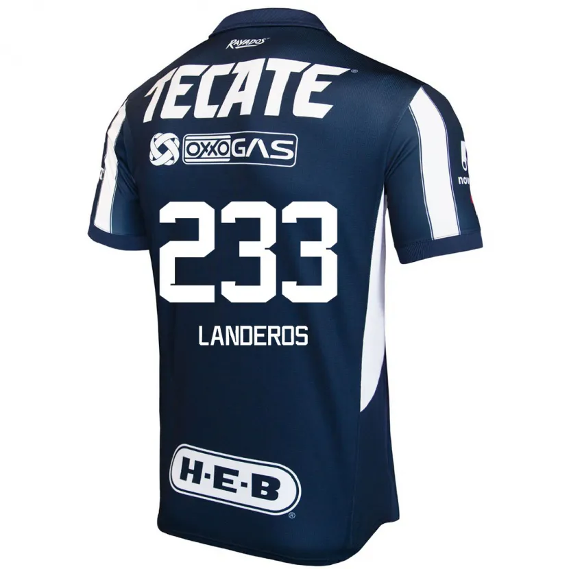 Danxen Niño Camiseta Jorge Landeros #233 Azul Rojo Blanco 1ª Equipación 2024/25 La Camisa México