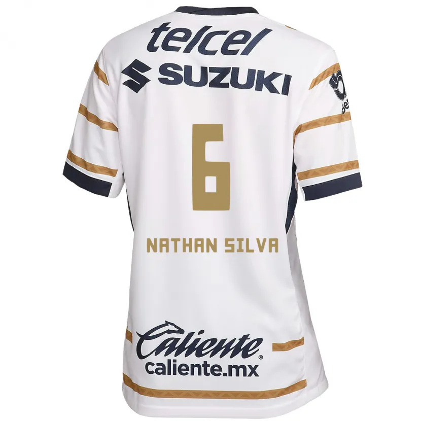 Danxen Niño Camiseta Nathan Silva #6 Obsidiana Blanca 1ª Equipación 2024/25 La Camisa México