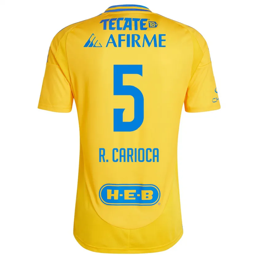 Danxen Niño Camiseta Rafael Carioca #5 Oro Amarillo 1ª Equipación 2024/25 La Camisa México
