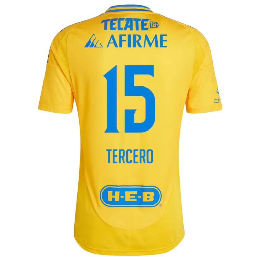 Danxen Niño Camiseta Eduardo Tercero #15 Oro Amarillo 1ª Equipación 2024/25 La Camisa México