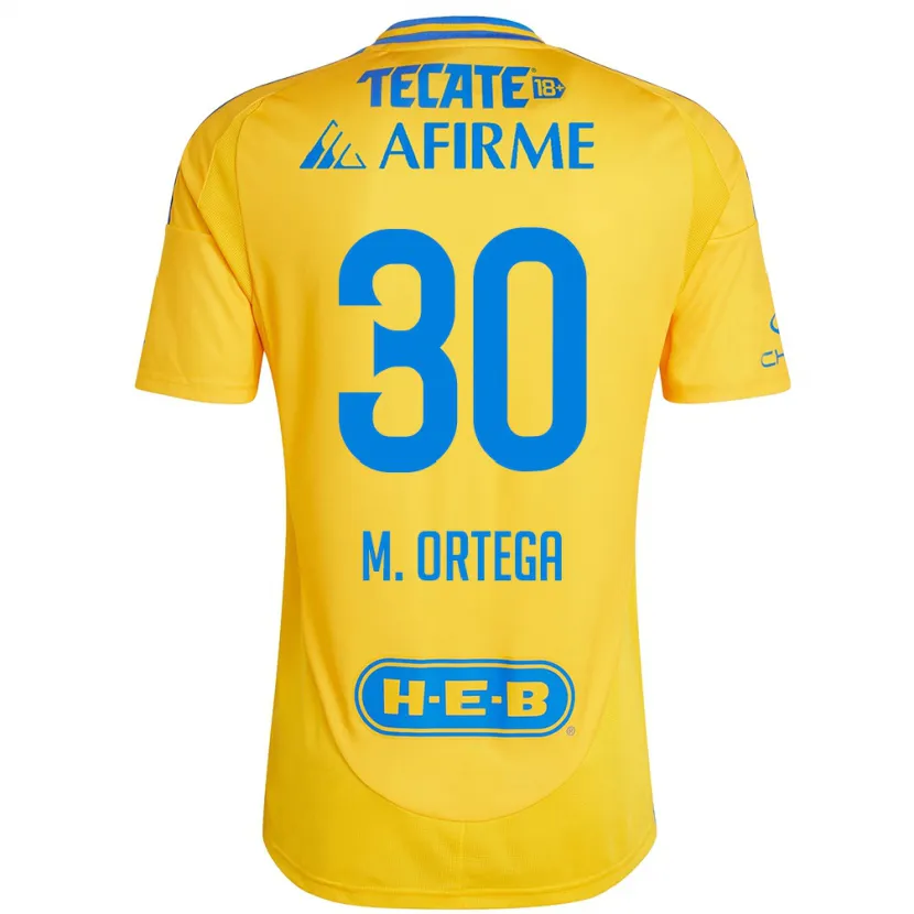 Danxen Niño Camiseta Miguel Ortega #30 Oro Amarillo 1ª Equipación 2024/25 La Camisa México