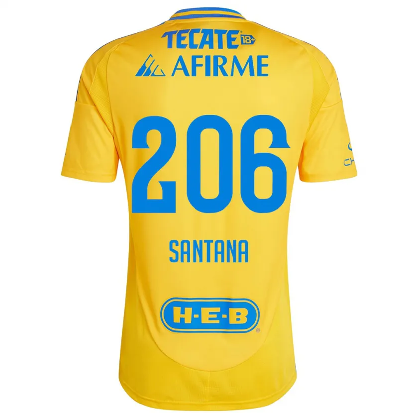 Danxen Niño Camiseta Joel Santana #206 Oro Amarillo 1ª Equipación 2024/25 La Camisa México
