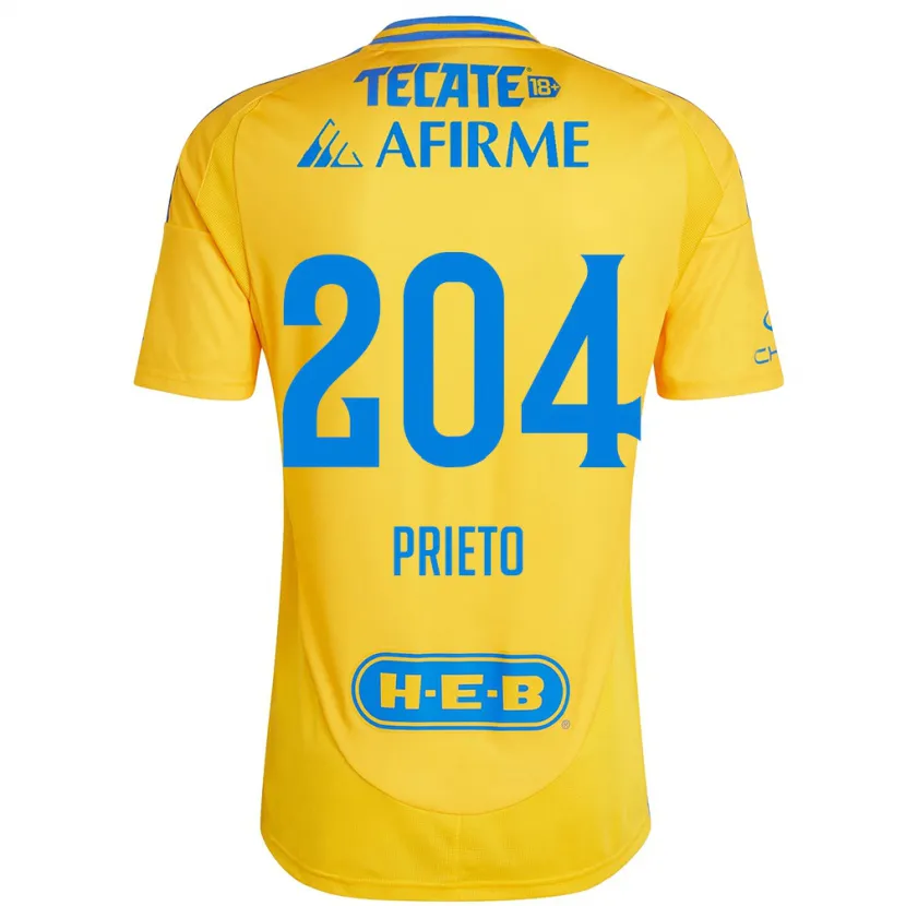 Danxen Niño Camiseta Leonel Prieto #204 Oro Amarillo 1ª Equipación 2024/25 La Camisa México