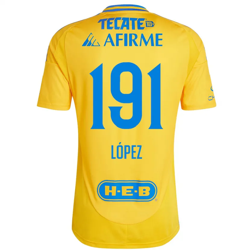 Danxen Niño Camiseta Adrián López #191 Oro Amarillo 1ª Equipación 2024/25 La Camisa México