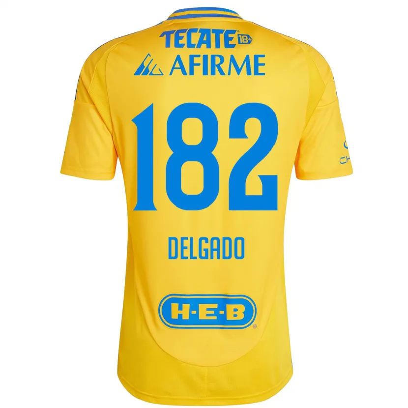 Danxen Niño Camiseta Arturo Delgado #182 Oro Amarillo 1ª Equipación 2024/25 La Camisa México