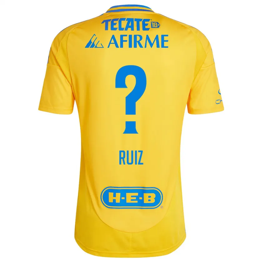 Danxen Niño Camiseta Luis Ruiz #0 Oro Amarillo 1ª Equipación 2024/25 La Camisa México