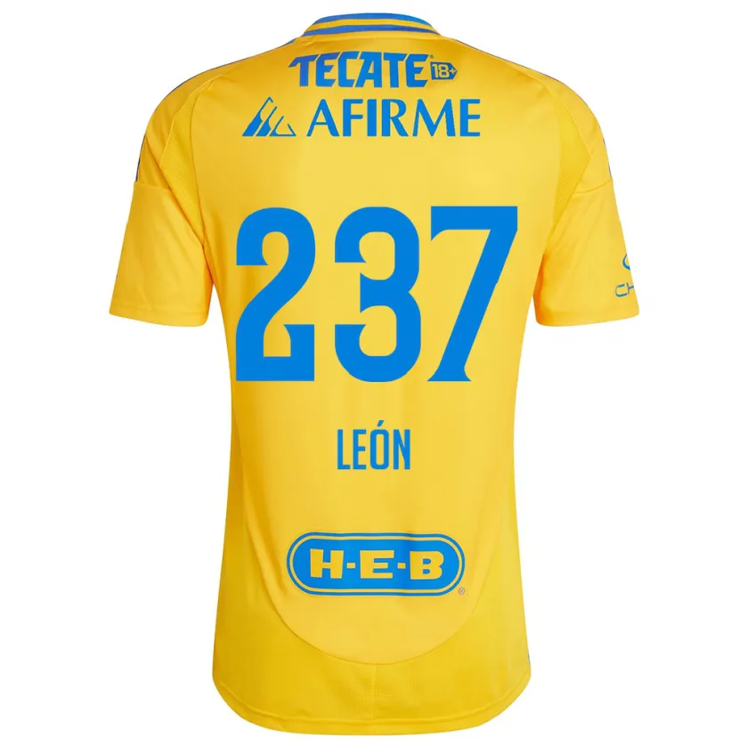 Danxen Niño Camiseta Gabriel León #237 Oro Amarillo 1ª Equipación 2024/25 La Camisa México