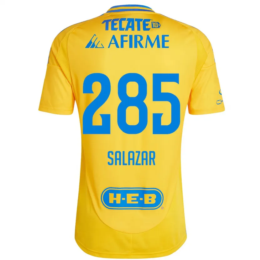 Danxen Niño Camiseta Bryan Salazar #285 Oro Amarillo 1ª Equipación 2024/25 La Camisa México